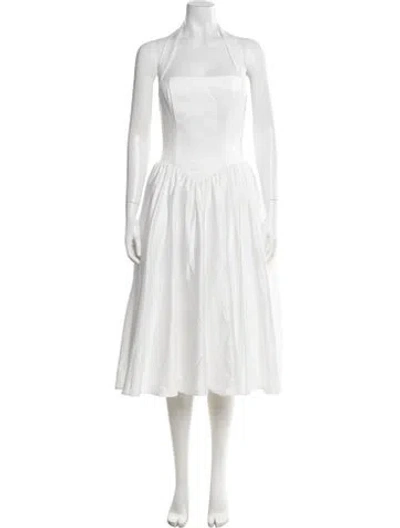Pre-owned Leau Halterneck Midi Length Dress In White