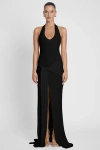 Leau Heaven Halter Jersey Knot Maxi Dress In Black