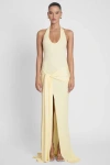 Leau Heaven Halter Jersey Knot Maxi Dress In Yellow
