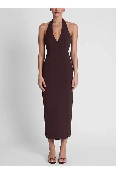 Leau Helena Halter Midi Dress In Brown, Women's At Urban Outfitters
