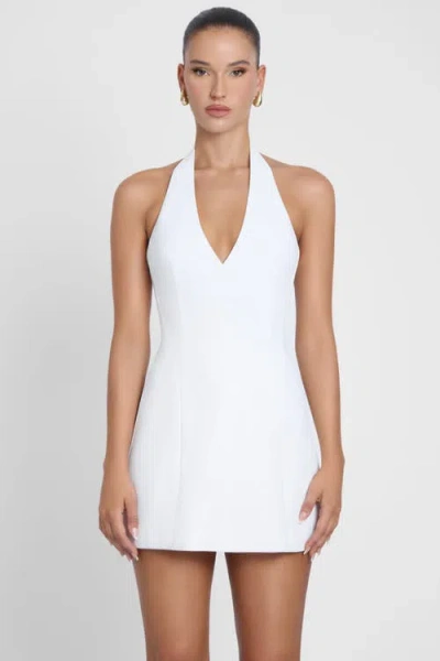Leau Hera Halter Mini Dress In White