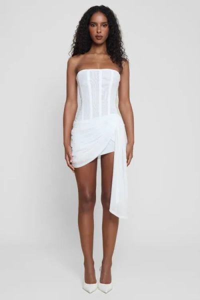 Leau Mira Mesh Corset Dress In White