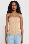 Leau Muse Mesh Corset Top In Brown