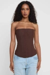 Leau Muse Mesh Corset Top In Brown
