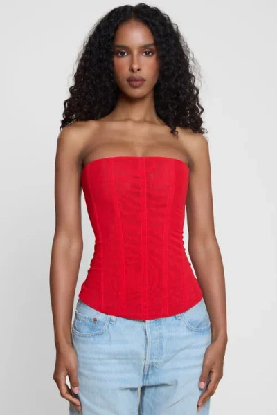 Leau Muse Mesh Corset Top In Red