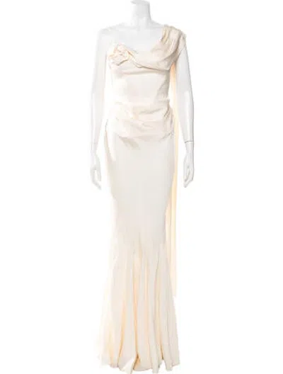 Pre-owned Leau One-shoulder Long Dress In Neutrals