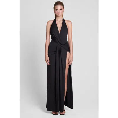Leau Palermo Plunge Drape Maxi Dress In Black