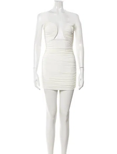 Pre-owned Leau Plunge Neckline Mini Dress In White