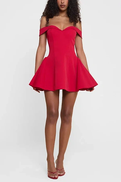 Leau Raquel Babydoll Corset Mini Dress In Red, Women's At Urban Outfitters