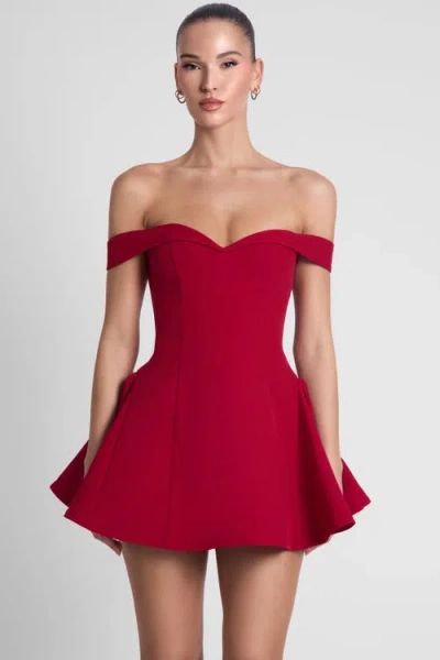 Leau Raquel Babydoll Corset Mini Dress In Red