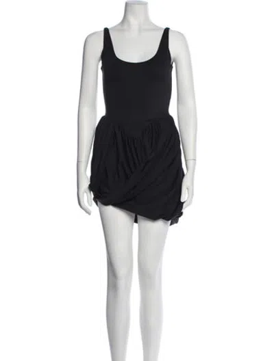 Pre-owned Leau Scoop Neck Mini Dress In Black