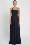 Leau Siren Square Neck Corset Maxi Dress In Black