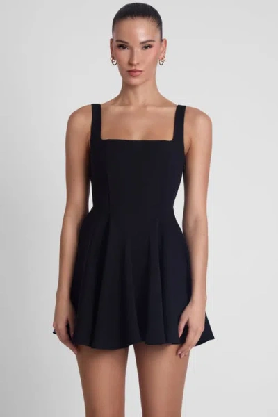 Leau Sloane Square Neck Corset Mini Dress In Black