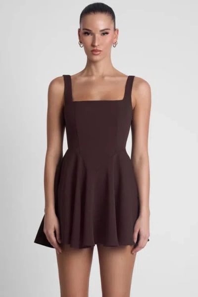 Leau Sloane Square Neck Corset Mini Dress In Brown