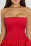 Leau Sphynx Satin Corset Top In Red