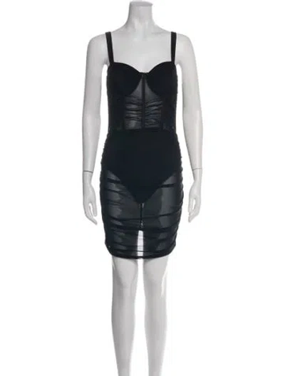 Pre-owned Leau Square Neckline Mini Dress In Black