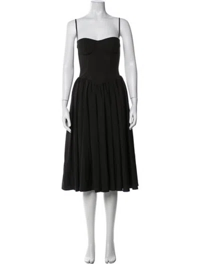 Pre-owned Leau Strapless Midi Length Dress In Black