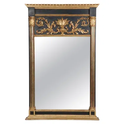Pre-owned Lebarge Italian Recency Style Gilt Frame Trumeau Mirror In Gray
