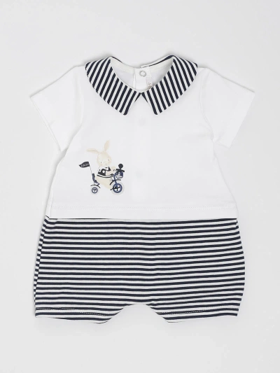 Lebebé Babies' Romper Suit In Bianco-blu