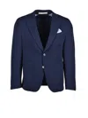Lebole Blue Men Polyester Elastane Blazer Jacket In Blue