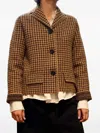 Lebor Gabala Houndstooth-pattern Notched-lapels Jacket In Brown