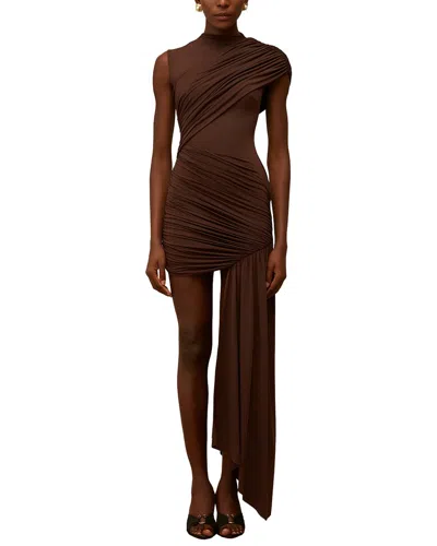 Lebrin Atelier Solid Mini Dress In Brown