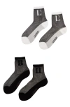 Lechery ® 2-pack Signature Logo L Sheer Crew Socks In Black/white
