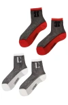 Lechery ® 2-pack Signature Logo L Sheer Crew Socks In White/red