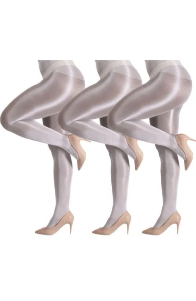 Lechery ® 3 Pairs Of Glossy Semi-opaque Tights In Gray