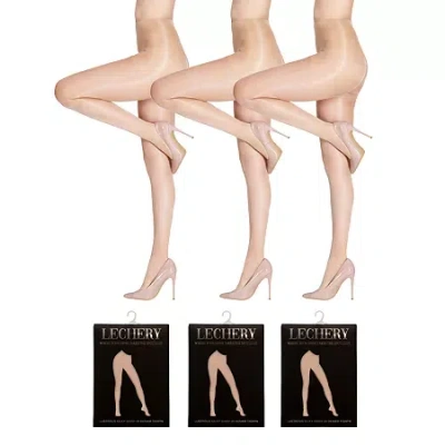 Lechery 3 Pairs Of Glossy Sheer Tights 3-pc. 20 Denier Pantyhose In Neutral