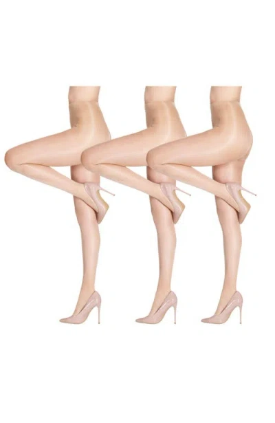 Lechery ® 3 Pairs Of Glossy Sheer Tights In Gray