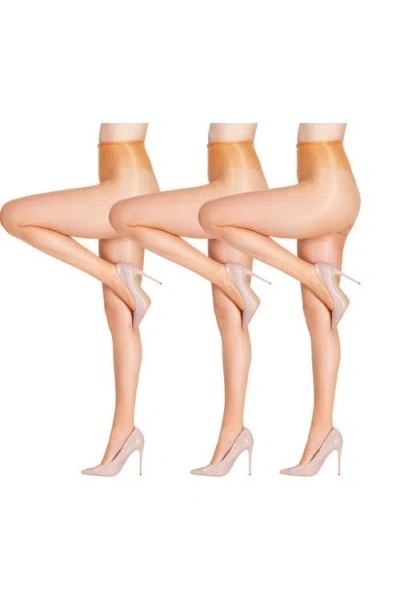 Lechery ® 3 Pairs Of Glossy Sheer Tights In Gray