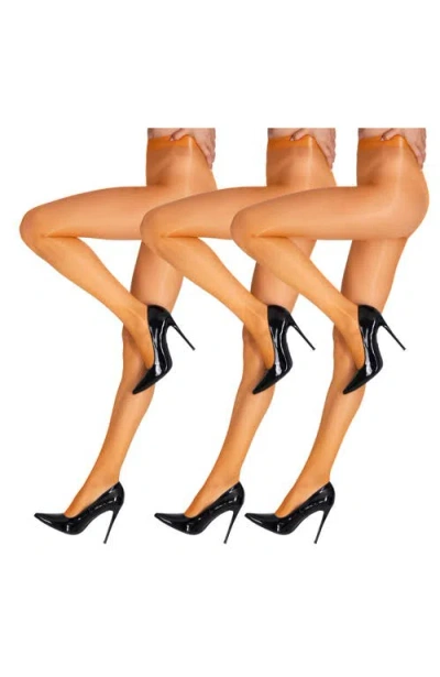 Lechery ® 3 Pairs Of Glossy Sheer Tights In Multi