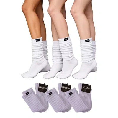 Lechery 3 Pairs Of Scrunch Socks Womens Multi-pack Boot Socks In White