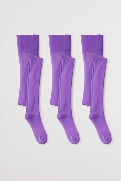 Lechery 3-pack Lustrous Shiny 40 Denier Semi-opaque Tights In Purple, Women's At Urban Outfitters