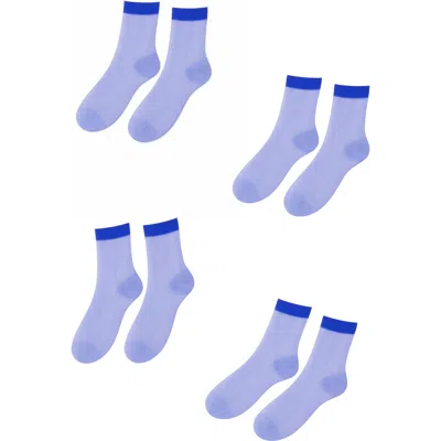 Lechery ® 4 Pairs Of Glossy Sheer Socks In Blue