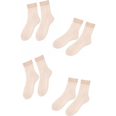 Lechery ® 4 Pairs Of Glossy Sheer Socks In Neutral
