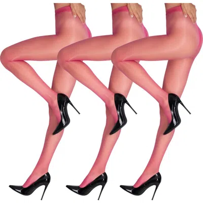 Lechery ® 5-pack Glossy Sheer Party Tights For Women In Pink