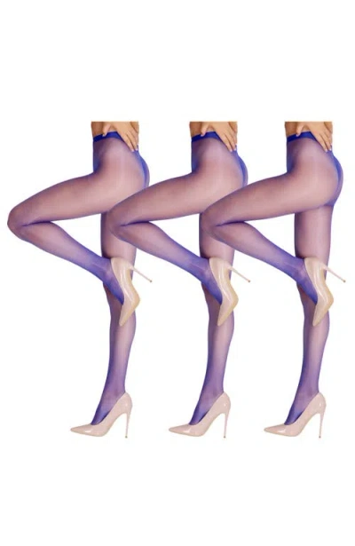 Lechery ® 7-pack Glossy Sheer Festival Tights In Blue