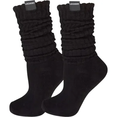 Lechery ® Gender Inclusive Scrunch Crew Socks In Black