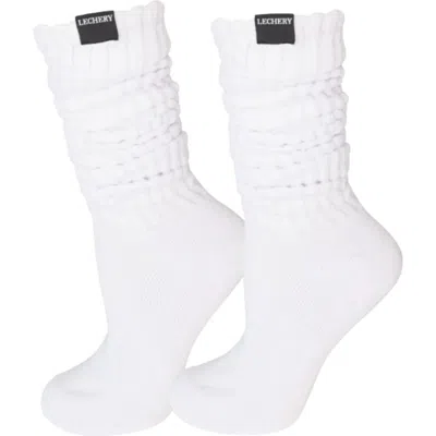 Lechery ® Gender Inclusive Scrunch Crew Socks In White