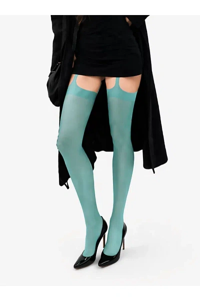 Lechery Long Thin Spaghetti Strap Shiny Pantyhose Tights In Green, Women's At Urban Outfitters