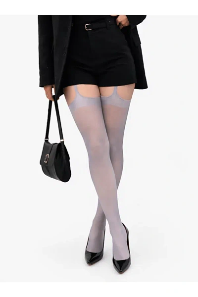 Lechery Long Thin Spaghetti Strap Shiny Pantyhose Tights In Grey, Women's At Urban Outfitters In Gray