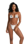 Lechery ® Lustrous Crisscross Halter Triangle Bikini Top