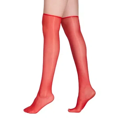 Lechery Lustrous Sheer Knee-highs Womens 2 Pair Knee High Socks In Red
