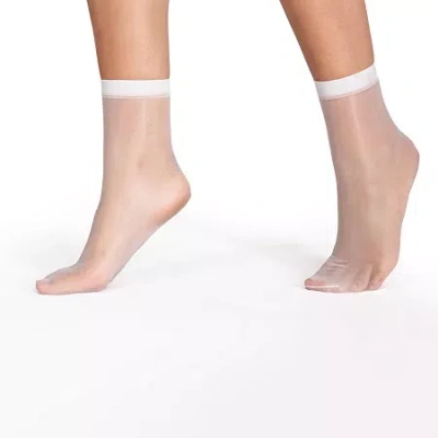 Lechery Lustrous Sheer Socks 2 Pairs Womens Multi-pack Trouser Socks In White