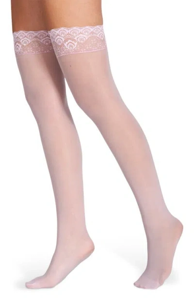 Lechery ® Lustrous Silky Glossy 20 Thigh High Stockings In Pink