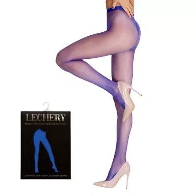 Lechery Lustrous Silky Shiny 20 Denier Tights 1 Pair 20 Denier Pantyhose In Blue