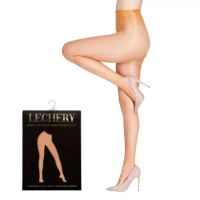 Lechery Lustrous Silky Shiny 20 Denier Tights 1 Pair 20 Denier Pantyhose In Brown