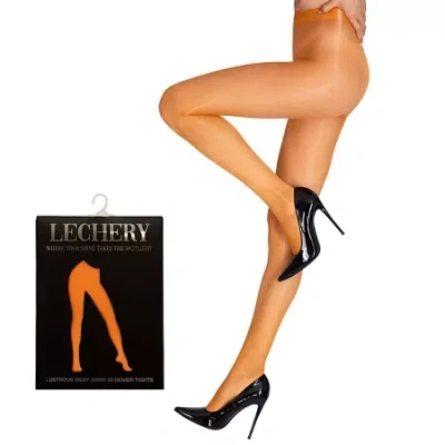 Lechery Lustrous Silky Shiny 20 Denier Tights 1 Pair 20 Denier Pantyhose In Orange